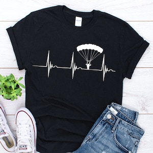 Skydiver Heartbeat Shirt, Skydiving Shirt, Skydive Gift, Parachuting Shirt, Parachute Jump Gift, Skydiving Gift, Skydiver Gift, Unisex Shirt