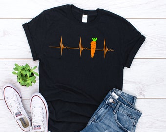 Carrot Heartbeat Shirt, Carrot Lover Gift, Carrot Plant Shirt, Vegetables Shirt, Vegan Gift, Vegetarian Gift, Food Shirt, Unisex Shirt