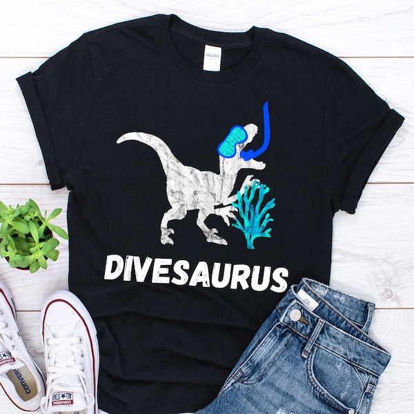 Scuba Diving Shirt, Scuba Diver Shirt, Funny Scuba Diver Dinosaur Shirt, Dive Dino Gift, Scuba Diving Gift, Snorkel Gift, T-Rex Unisex Shirt