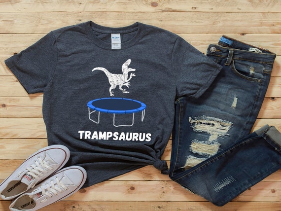  T-Rex Jumping on Trampoline Cute Dino Graphic Tee for Kids  Premium T-Shirt : Clothing, Shoes & Jewelry