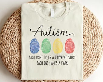 Autism Fingerprint Shirt, Autistic Shirt, Autism Awareness Shirt, Teacher Shirts Autism, ADHD Autism Awareness Shirt, Autism Shirt Gifts
