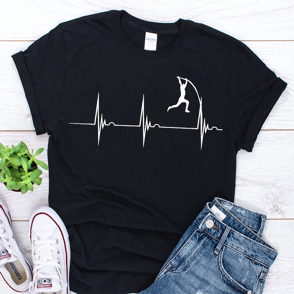 Pole Vault Heartbeat Shirt, Pole Vaulting Gifts, Pole Vaulter Shirt, Pole Vaulting Shirt, EKG Pulse Shirt, Track And Field Pole Vaulter Gift