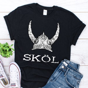 Skol Shirt, Viking Helmet Shirt, Vintage Viking Shirt, Viking Warrior Shirt, Nordic Scandinavian Gift, Norse Mythology Shirt, Unisex Shirt