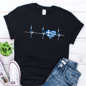 Greece Heartbeat Shirt, Greece Flag Shirt, Greece Gift, Greek Shirt, Funny Greek Gift, Travel Shirt, Vacation Tee, Greece Travel Shirt
