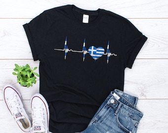 Greece Heartbeat Shirt, Greece Flag Shirt, Greece Gift, Greek Shirt, Funny Greek Gift, Travel Shirt, Vacation Tee, Greece Travel Shirt