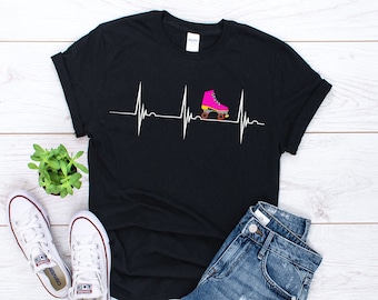 Roller Skating Heartbeat Shirt, Roller Skater Shirt, Roller Skates Shirt, Roller Skating Gift, EKG Pulse, Roller Skates Gifts, Unisex Shirt