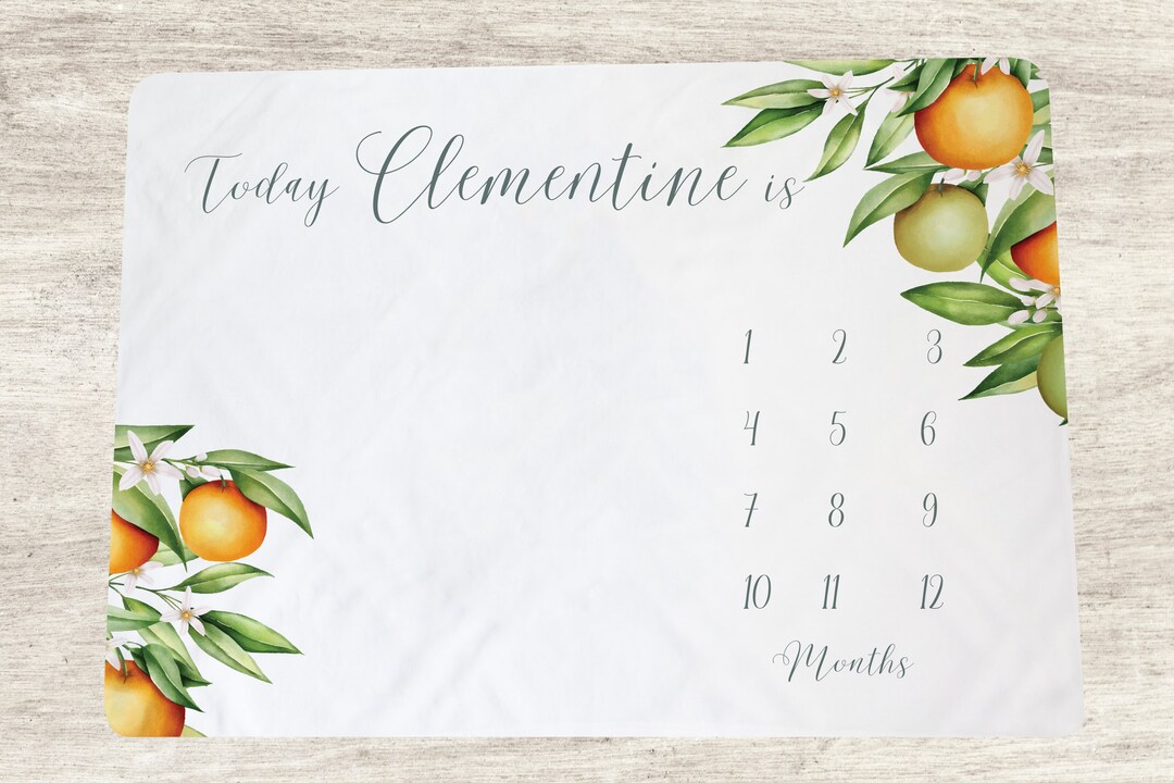 Clementine Milestone Blanket, Orange Baby Milestone Mat, Baby Age