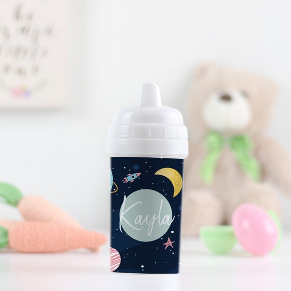 Space Themed Water Bottle, Personalized Sippy Cup, Toddler Milk