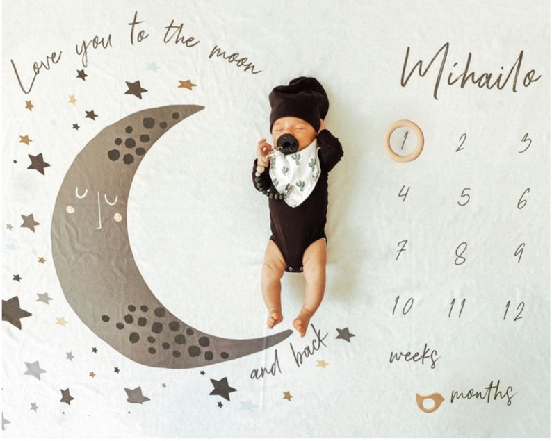 Love you to the Moon and back Milestone Blanket Age Blanket Etsy