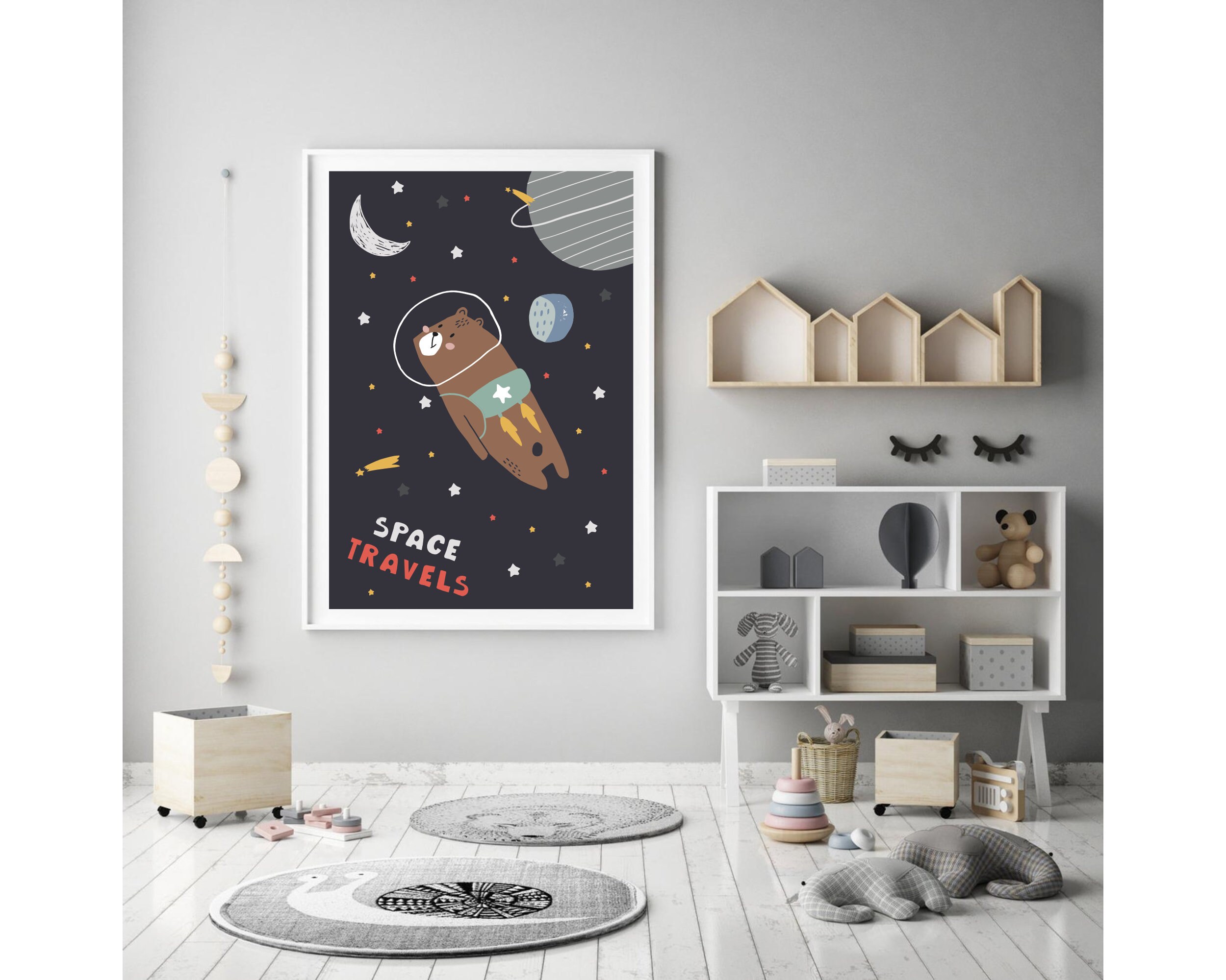 Space nursery wall art Educational Print Kids bedroom art Etsy