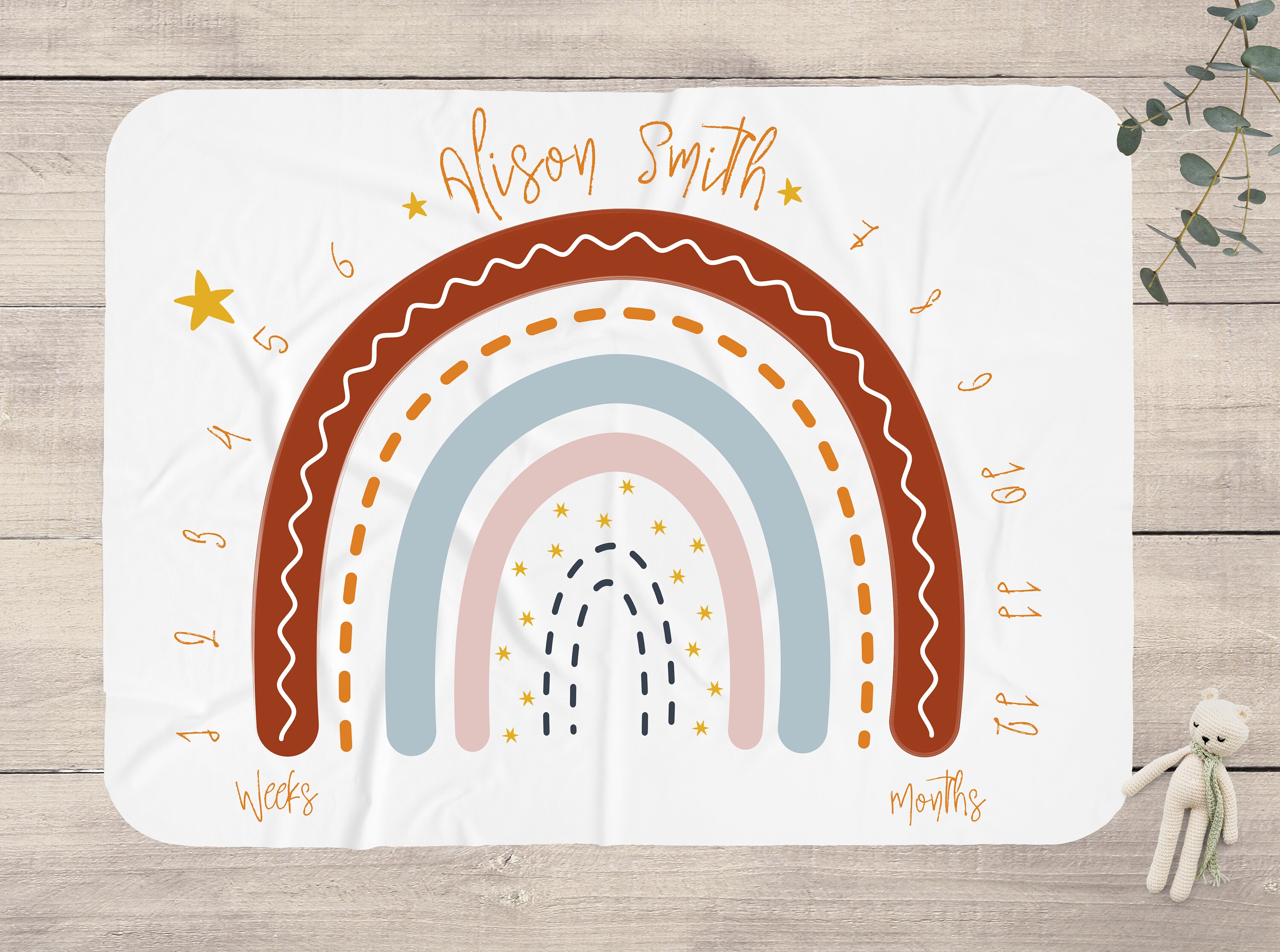 Personalized Rainbow Baby Blanket Boho Rainbow Blanket Etsy UK