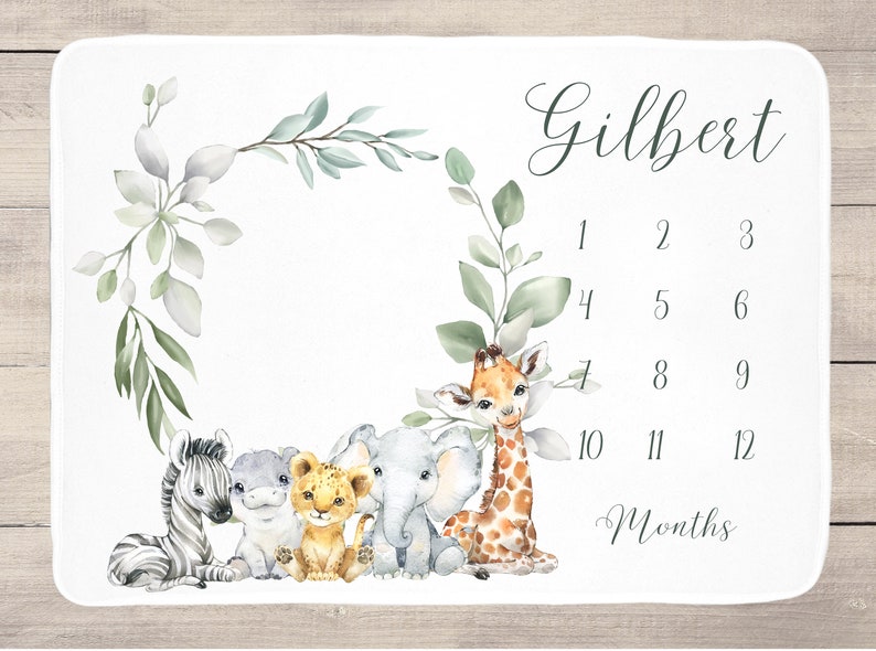 Safari Animals Milestone Blanket Age Blanket Baby Blanket Etsy Australia