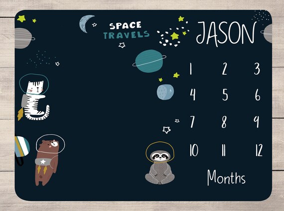 Space Themed Milestone Blanket Universe Baby Blanket Baby Shower