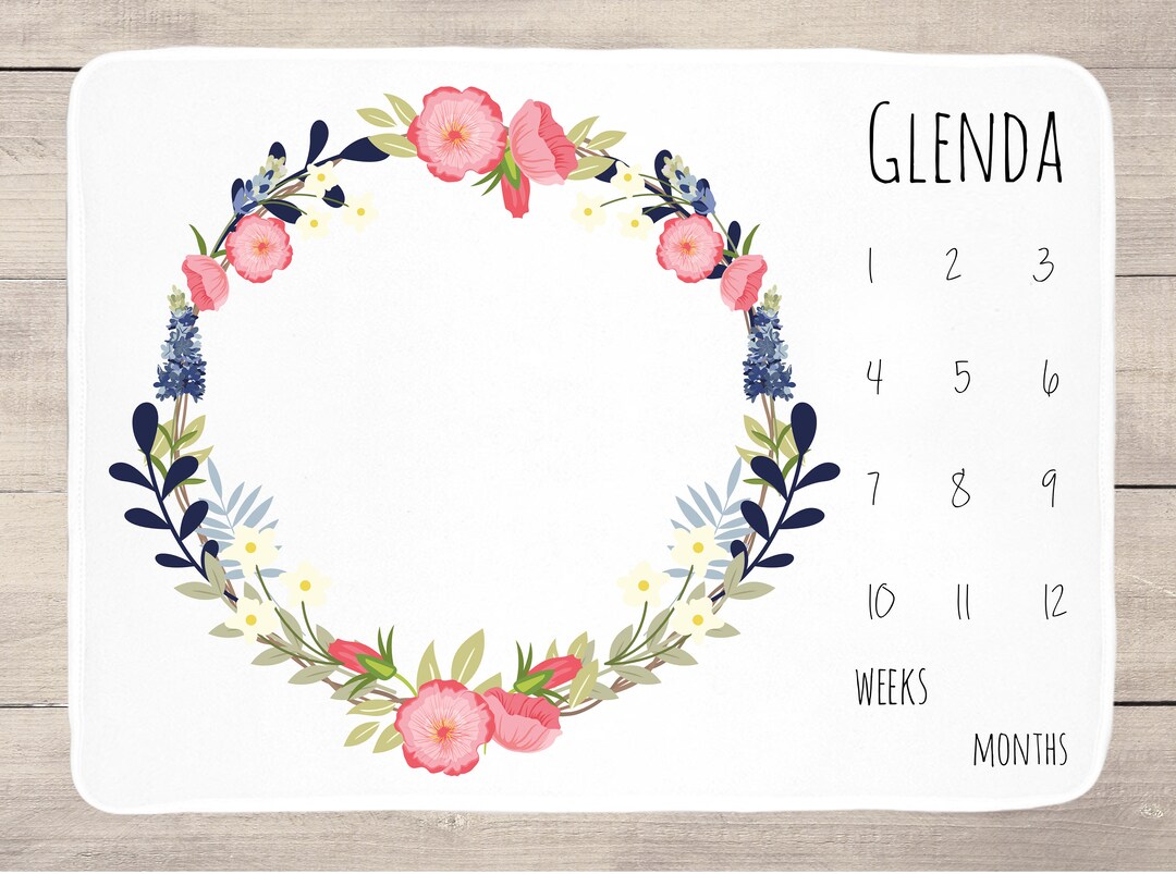 Flower Milestone Blanket Baby Girl Blanket Milestone Mat Etsy