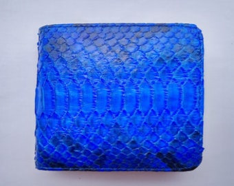 Real genuine python snake skin leather wallet bifold mens purse,wallet blue color,wallet bestselling + Free shipping