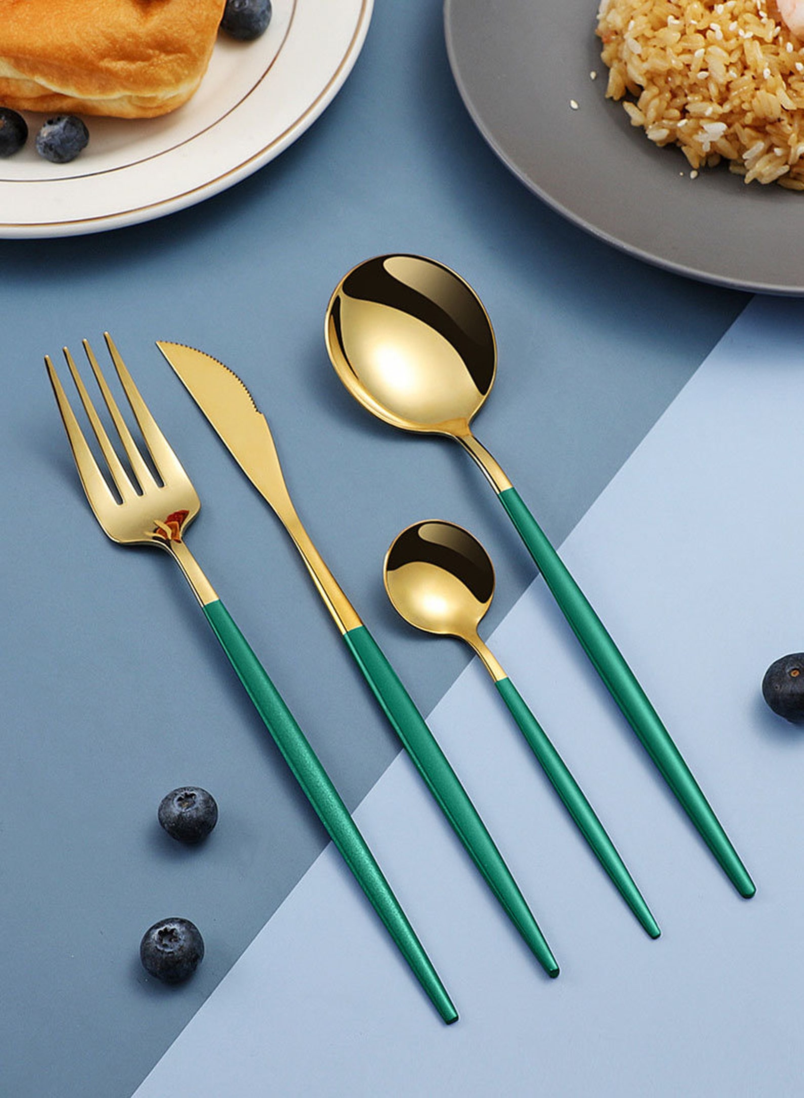 Golden Cutlery Dinnerware 4 pcs Set Dining Cutleries Etsy
