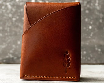 Handmade Rustic Brown Leather Card Holder, Slim Minimalist Wallet