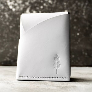 Witte EDC portemonnee, witte lederen kaarthouder, minimalistische EDC handgemaakte portemonnee, EDC portemonnee