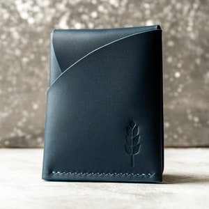 Koningsblauw Gepersonaliseerd leercadeau, lederen kaarthouder, minimalistische EDC handgemaakte portemonnee, EDC lederen portemonnee