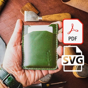 Patrón PDF de tarjetero con clip para billetes minimalista, formato de archivo SVG para corte por láser