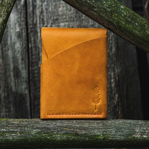 Portafoglio porta carte in pelle personalizzato cammello, portafoglio sottile minimalista, portafoglio fatto a mano, EDC