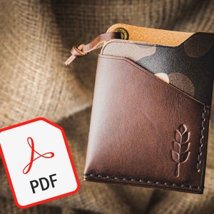Modello di portafoglio minimalista, modello di porta carte PDF, porta carte con tasca frontale EDC