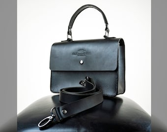 Leather Top Handle Crossbody Bag, Classic Box Bag