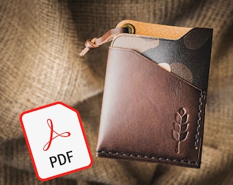 Minimalist wallet template, PDF cardholder pattern, EDC front pocket card case