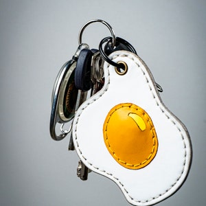 Food Pocket Keychain Egg Leather Key Chain image 2