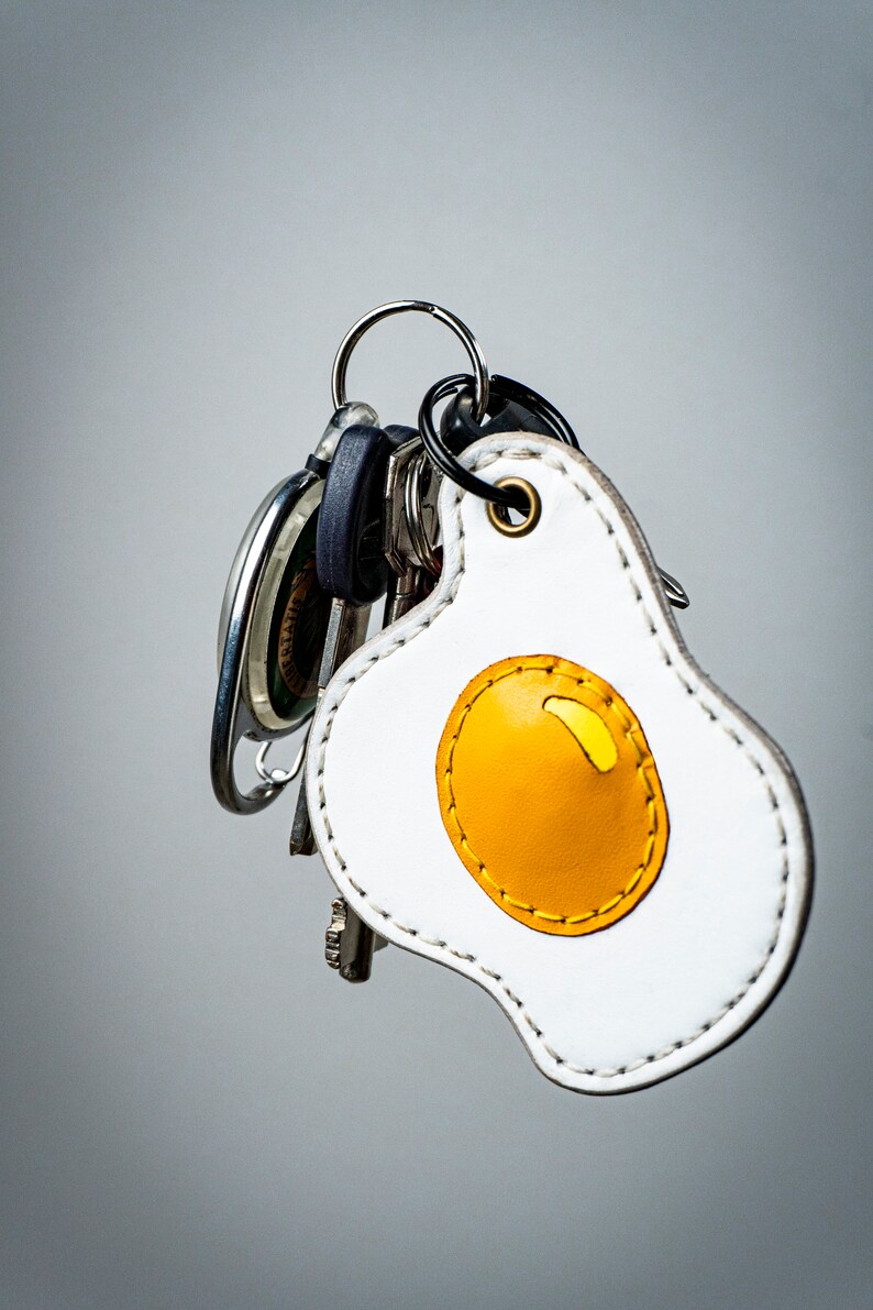 Food Pocket Keychain Egg Leather Key Chain image 2