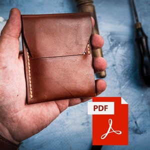 Modelo de carteira minimalista com aba fina, padrão PDF de carteira de couro EDC DIY
