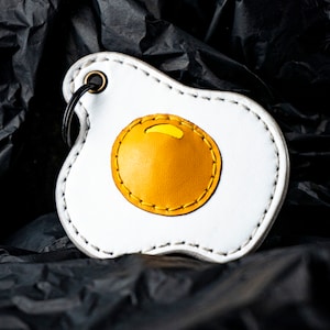 Food Pocket Keychain Egg Leather Key Chain image 1