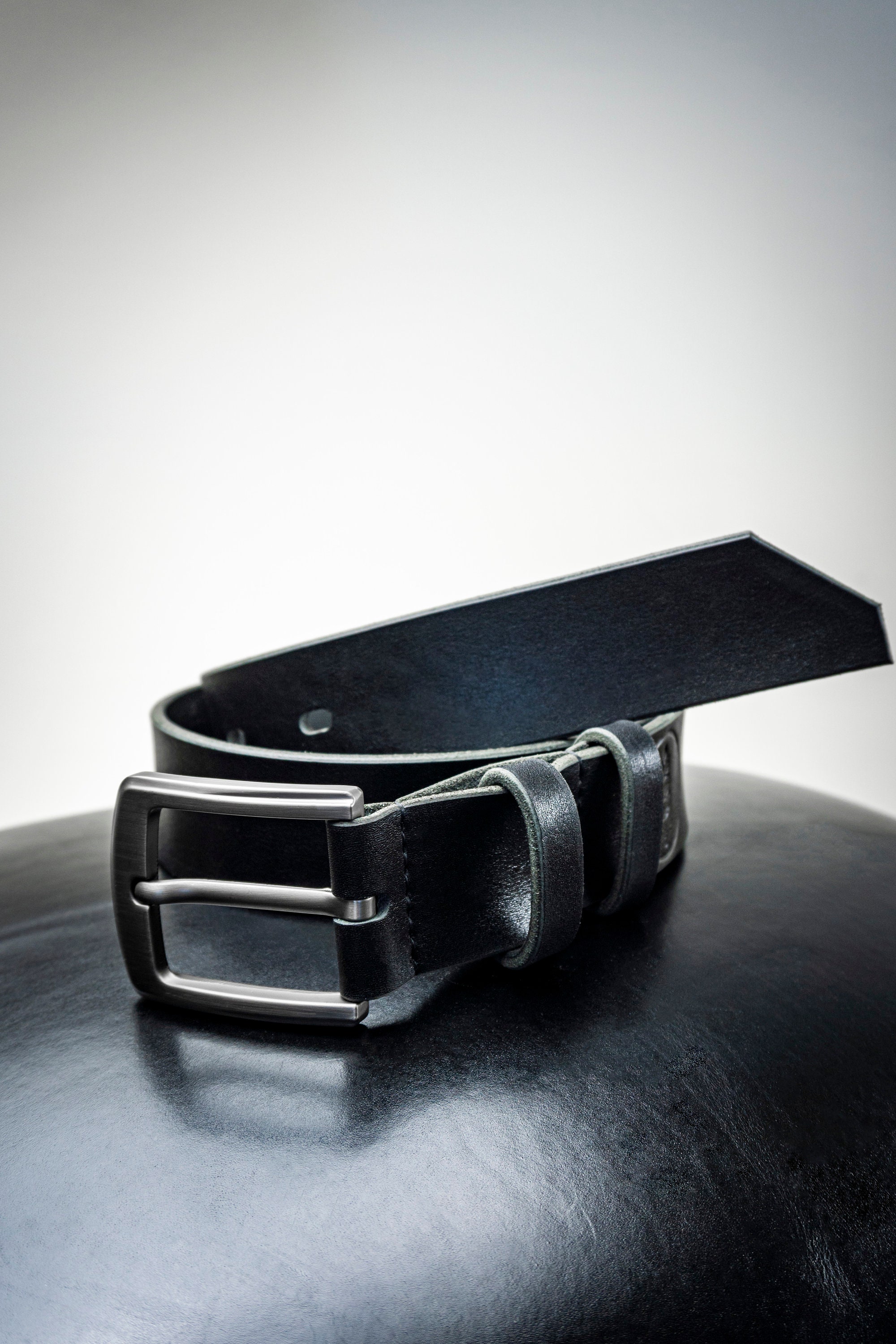 Handmade Black Leather Dress Belt, Silver Buckle, Full Grain Cowhide - Etsy