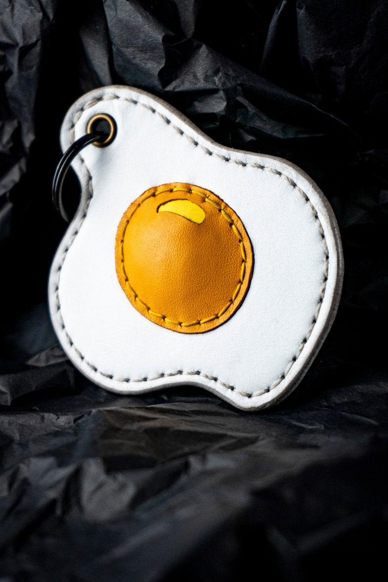 Food Pocket Keychain Egg Leather Key Chain image 3