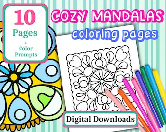 Easy Mandala Coloring Pages - Set 1 | Instant Download | 10 Simple Mandalas for Stress-Relief & Relaxation | Printable PDF | For All Ages