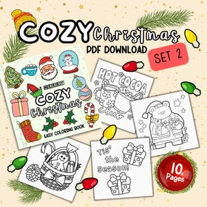 Easy Christmas Coloring Pages | Holiday Fun Activity | Cozy Bold & Easy Designs | Set 2 of 10 Pages | Instant PDF Download