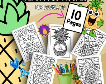Coloring Pages Pineapple Mosaic | Tropical Art-Inspired Designs for Kids, Teens & Adults | Relaxing Fun | Printable PDF Instant Download