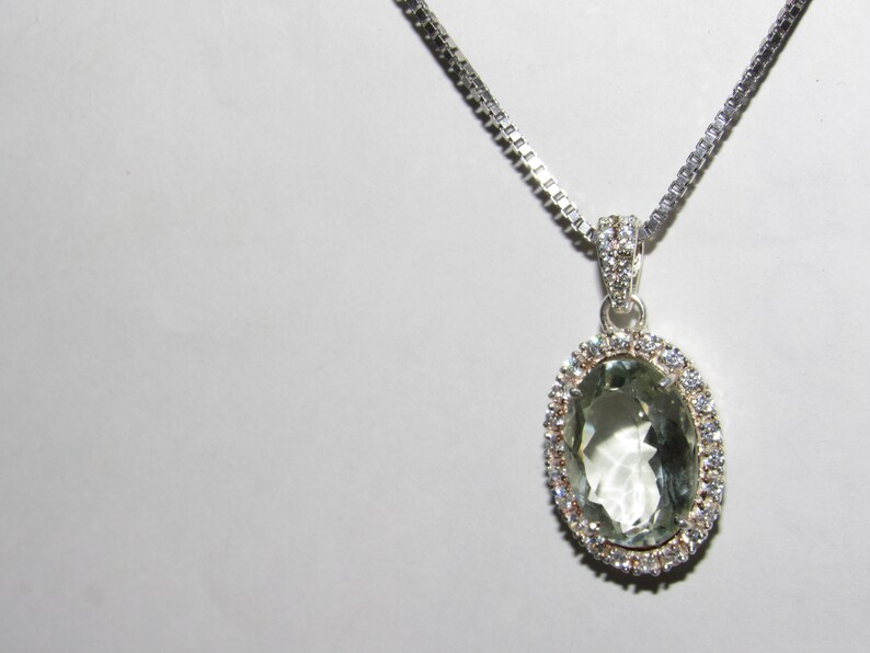 Superb Green Amythest Pendant~.925 Sterling Silver Setting~Round Cut~Genuine Natural Mined,Handcrafted Gemstone