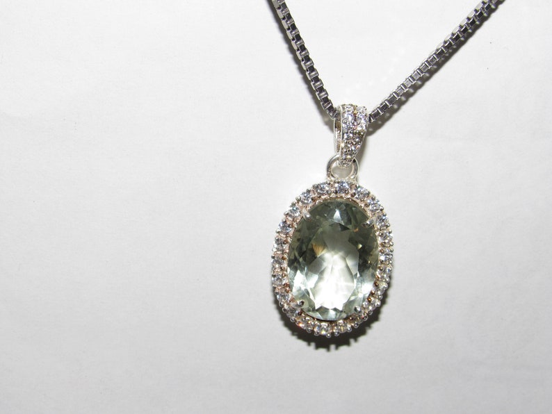 Superb Green Amythest Pendant~.925 Sterling Silver Setting~Round Cut~Genuine Natural Mined,Handcrafted Gemstone