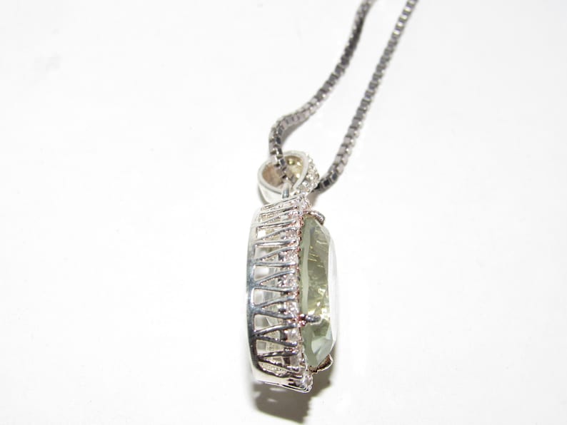 Superb Green Amythest Pendant~.925 Sterling Silver Setting~Round Cut~Genuine Natural Mined,Handcrafted Gemstone