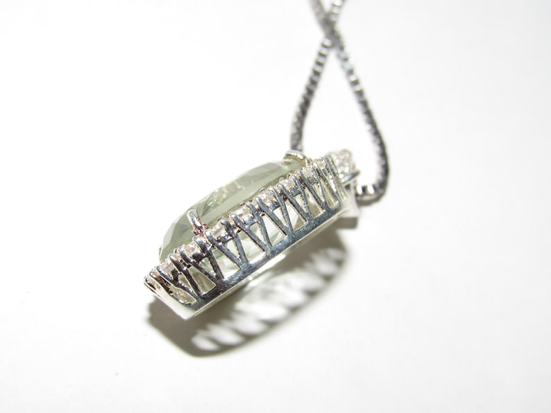 Superb Green Amythest Pendant~.925 Sterling Silver Setting~Round Cut~Genuine Natural Mined,Handcrafted Gemstone