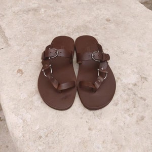 Sandales pour hommes en cuir naturel, sandales grecques en cuir véritable, chaussures plates Corfou image 9