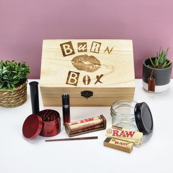 Burn Box Cannabis Stash Box W/ Grinder, Smell-Proof Jar, Lighters, & More | Mean Girls Stash Box, Weed Stash Box Set