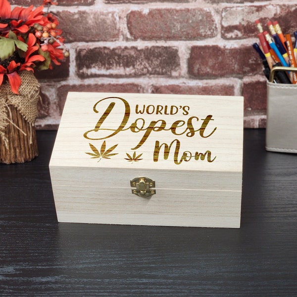 World's Dopest Mom Stash Box | Odor Controlling, Weed Accessories, Wooden Cannabis Storage, Perfect Gift for Stoner Mom