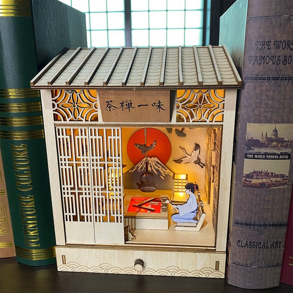 3d Puzzle en bois Bookend, Book Nook Decor Alley Insert Diy Model