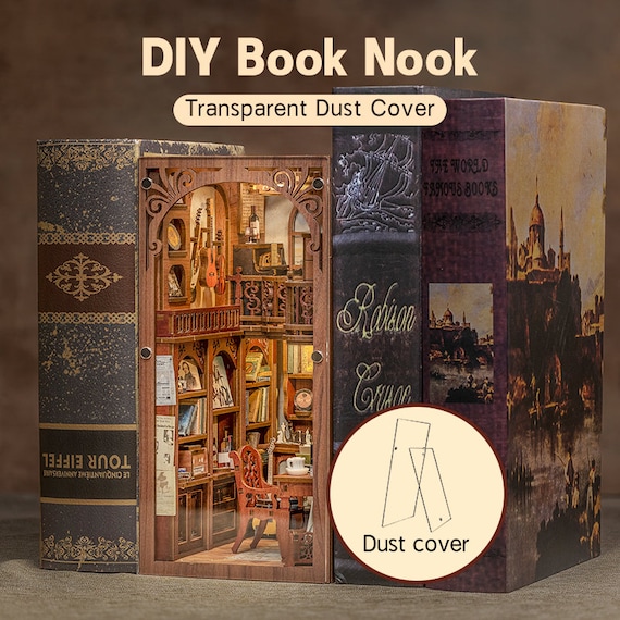 Book Nook Kit With Touch Light, Miniature Bookcase, DIY Handmade