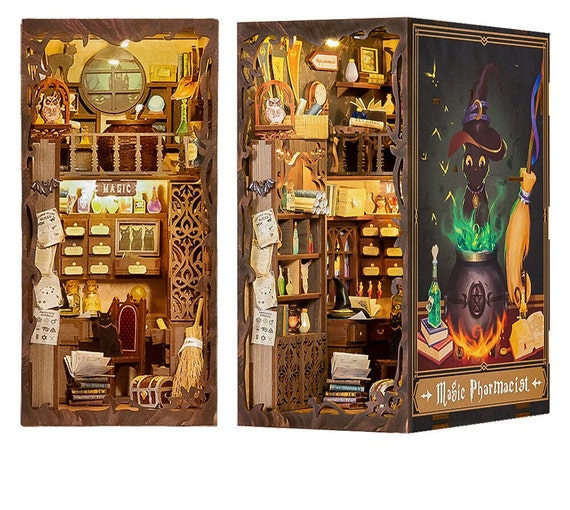 Magic Pharmacist Book Nook Kit With Touch Light, Miniature Bookcase, DIY  Handmade Bookend, Bookshelf Insert Diorama,gift Ideas 