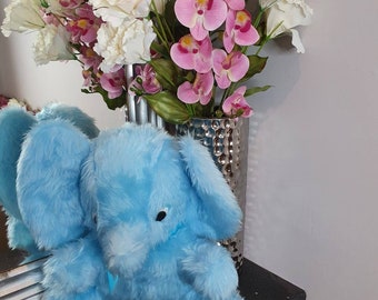 Blue Faux Fur Elephant Soft Toy