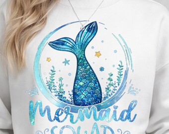 Mermaid Squad Sweatshirt, Mermaid Party Hoodie, Family Birthday Party Sweatshirt, Mermaid Theme Sweater, Girls Party Crewneck