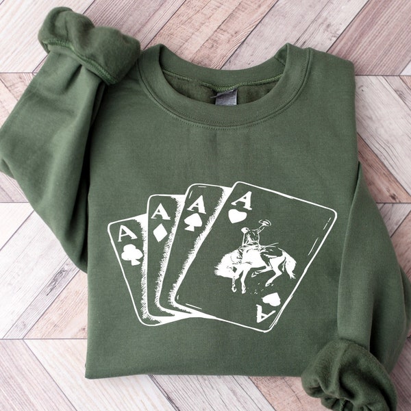 Ace Card Cowboy Hoodie, Cowboy Western Sweatshirt, Playing Card Sweatshirt, Card Hoodie, Poker Card Sweatshirt, Country Sweatshirt